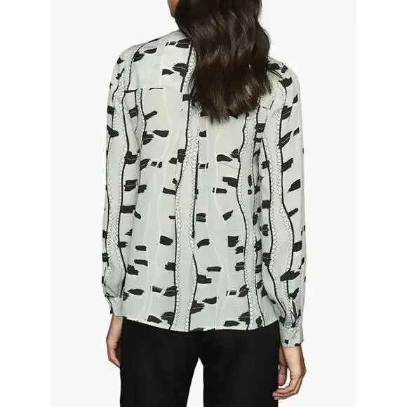 Reiss Sienna Snake Print Long Sleeve Top Size 4 Cream Multi - Picture 4 of 11